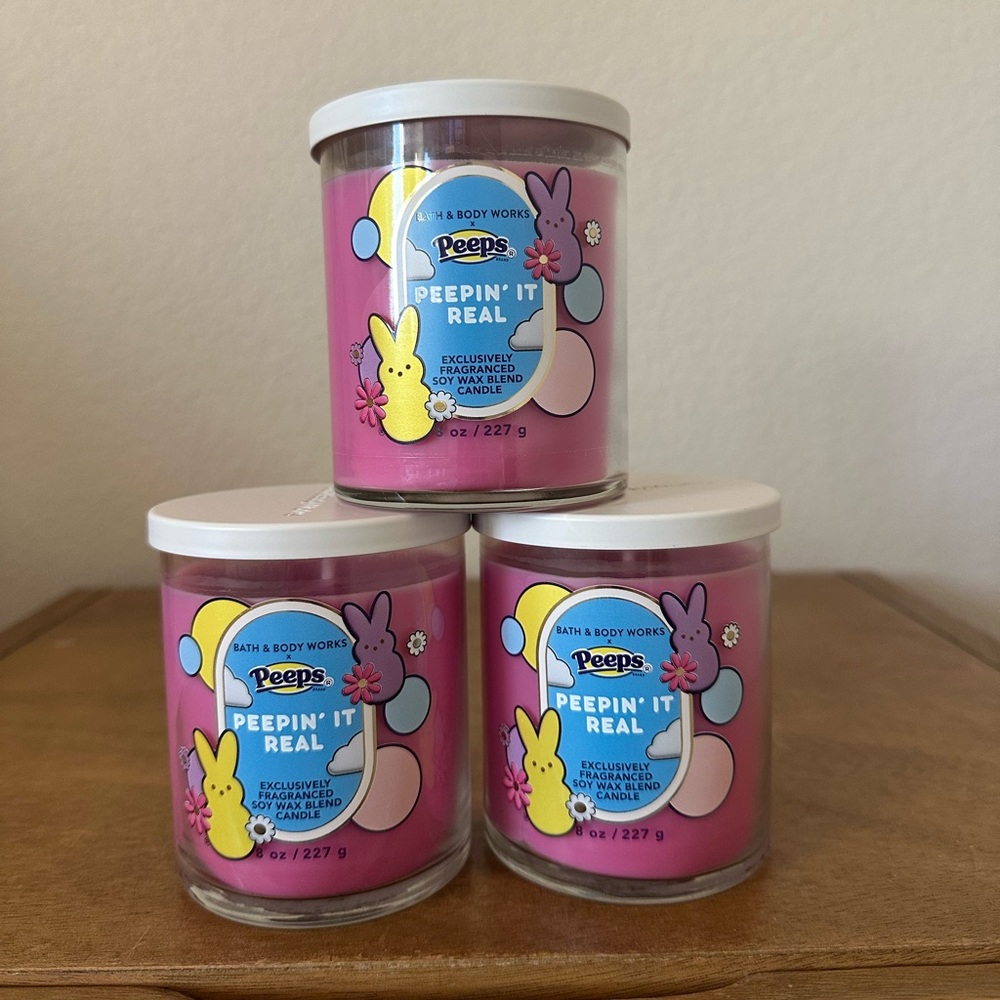 X3 Bath & Body Works X peeps Peepin’ It Real single wick Candles NEW
